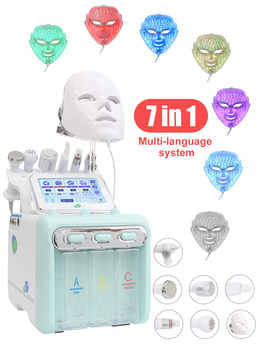 7-in-1 Dermabrasion Peel Spa Gesichtsgerät zur Hautverjüngung, Hydro-Wasser-Sauerstoff-Jet-Peel-Gerät, Oxy-Spray-Gesichtsgerät, Dermabrasion Aqua Tiefenreinigung, Hautpflegegerät, Schönheitsgerät, Spa