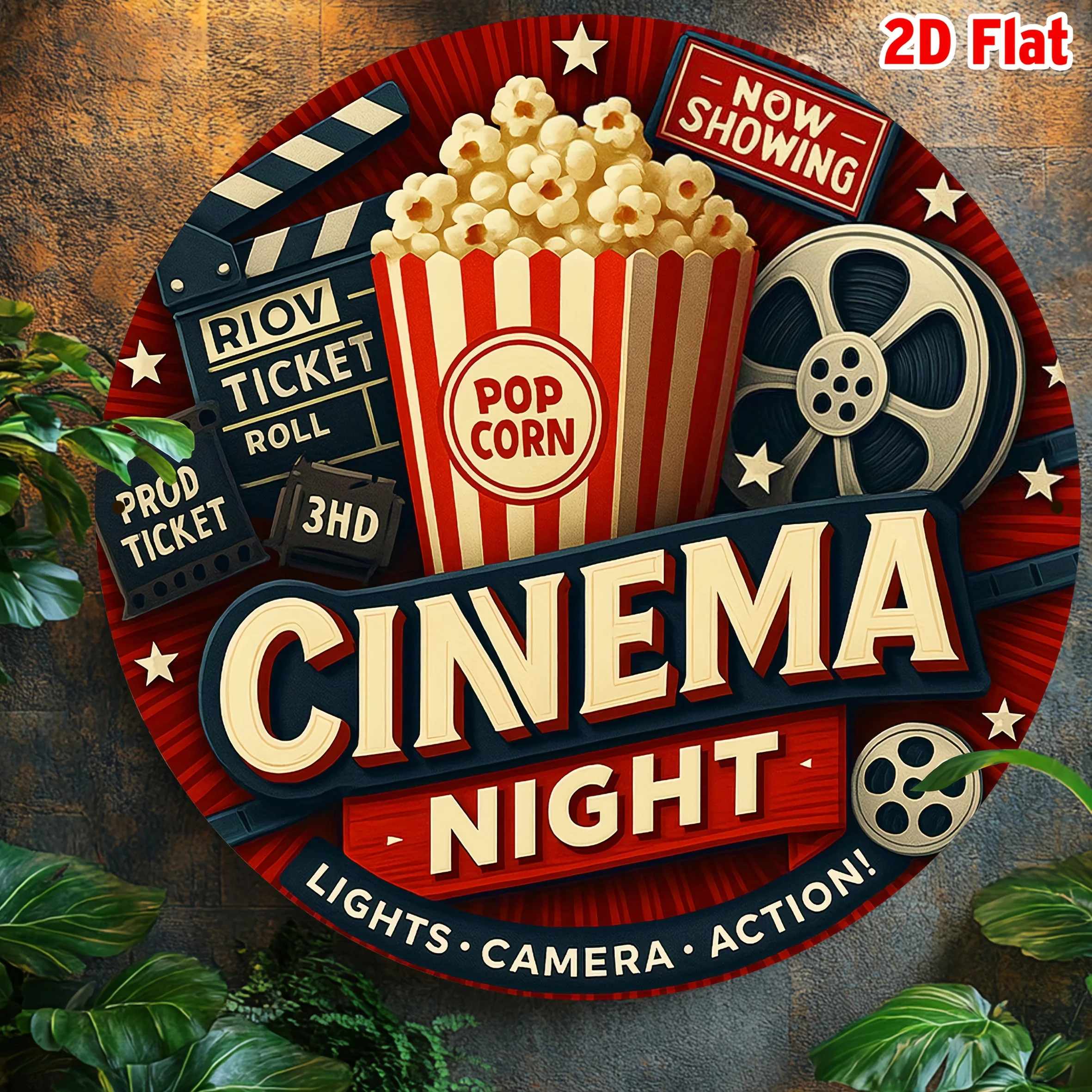 Home Cinema Night - Деревянная вывеска «Киновечер», ретро-винтажная плоская деревянная