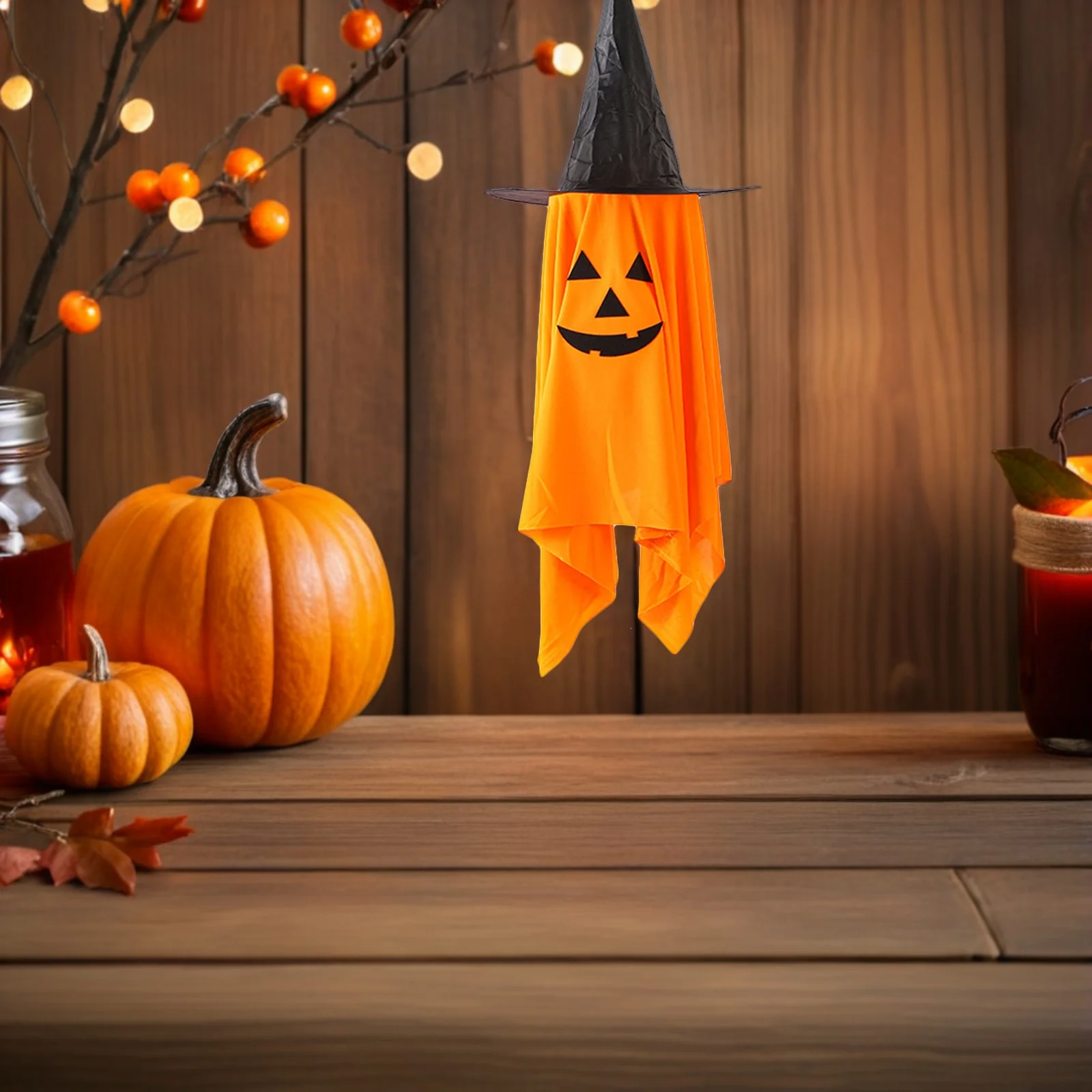 

2pcs Ornaments: Pumpkin Witch Hats Decor For Indoor Outdoor Party Spooky Ghost Hanging Decorations Large Halloween Ornaments