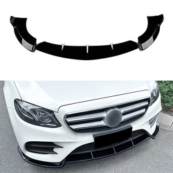 Car Front Spoiler Bumper Lip For Mercedes-Benz E-Class W213 E260 E300 E43 AMG 2016-2020 Gloss Black Lower Blade Splitter
