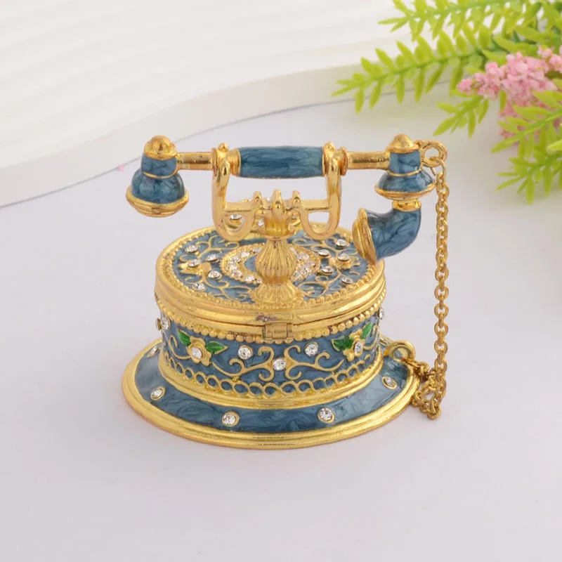 

Retro telephone shape desktop ornament metal handicraft enamel plating creative new home room decoration