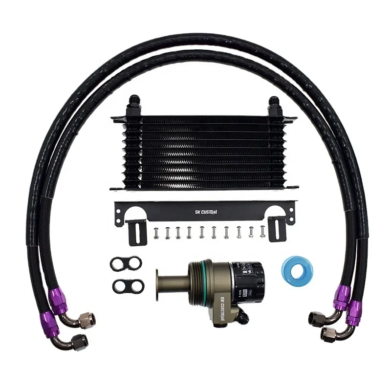 

For S4 S5 Q7 A8L Cayenne V6 3.0T EA839 Engine Oil Cooling Radiator Kit With Thermostat Oil Filter Adapter Plates
