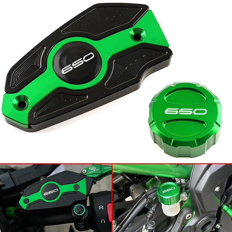 

For Kawasaki Z650 RS Z 650 Ninja 650 VERSYS 650 2017-2024+ Motorcycle Accessories CNC Front Rear Brake Fluid Reservoir Cover