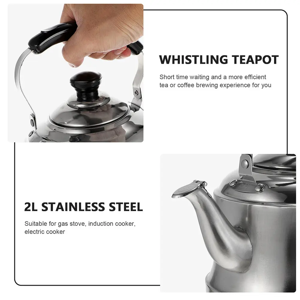 

Stainless Steel Whistling Teakettle Multi-Functional Water Kettle For Home Hotel Heat Resistant Tea Pot Portable Kitchen