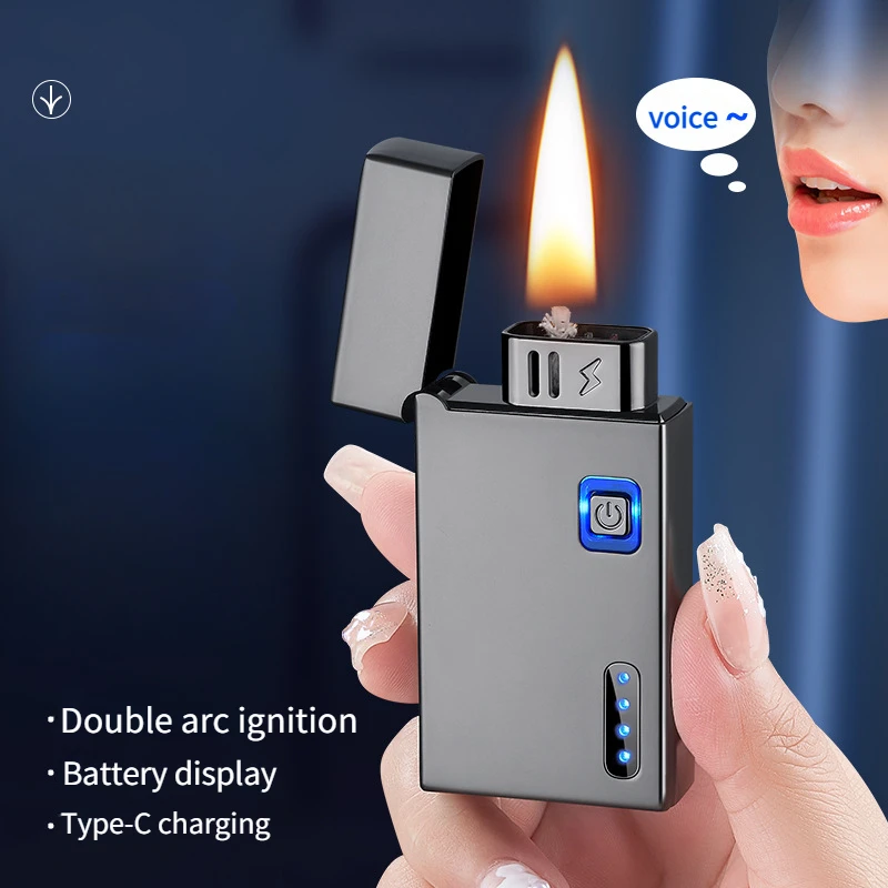 New Charging Induction Shake Kerosene Lighter High-tech Men's High-end Voice-activated Gift Creative Blow-blow Cigarette Lighter