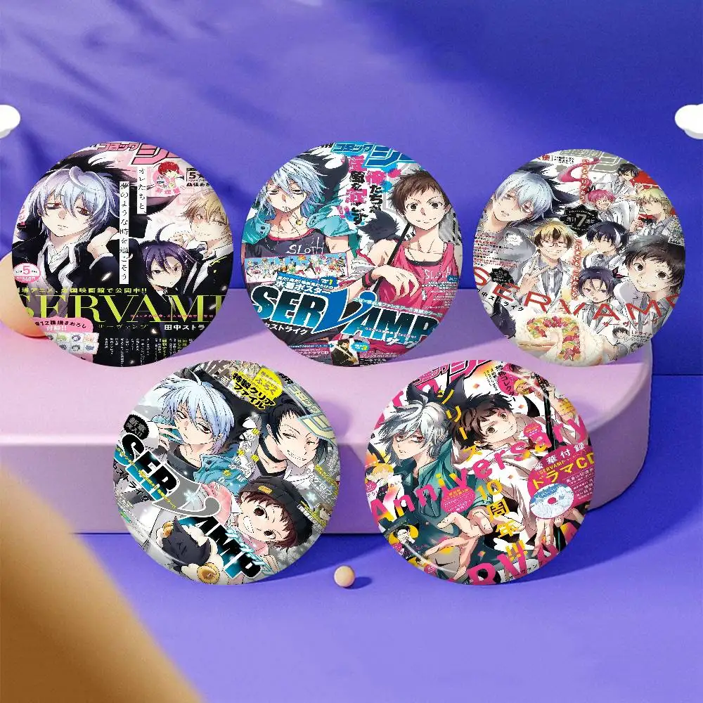 Servamp Anime Klassische Vintage Kreative Pins Lustige Smiley Gesichter Runde Snap-in Brosche Abzeichen Rucksack Hut Zubehör Schmuck Geschenke
