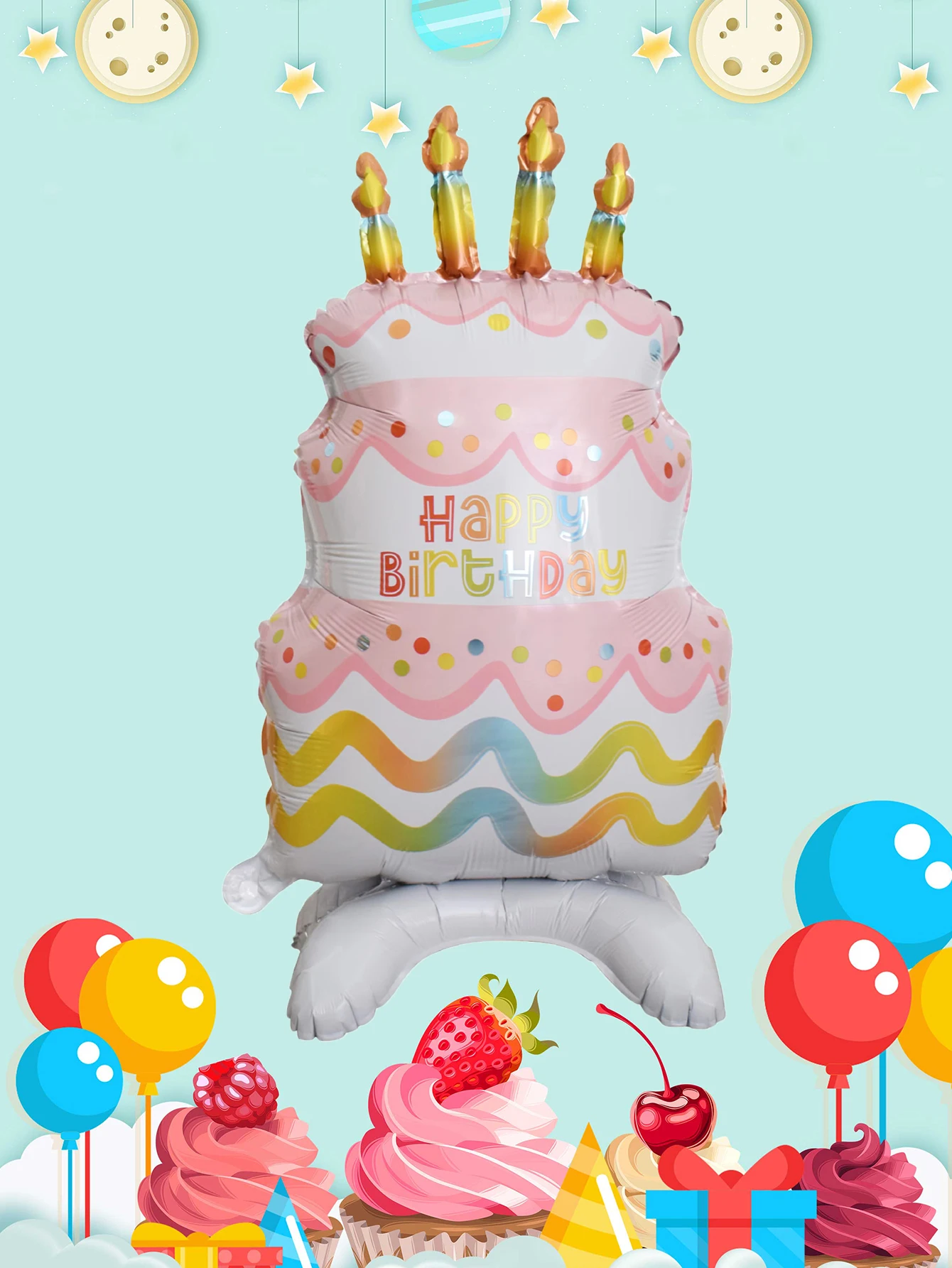 News Stand Cake Balloons Happy Birthday Cake Balloon Birthday Party Decorations Baby Shower Globos