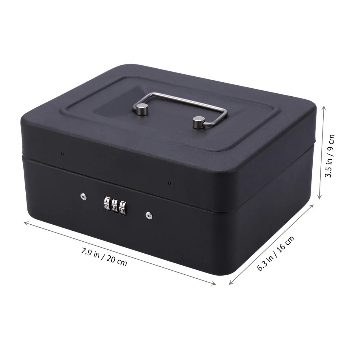Thickened Metal Money Box Cash Holder Organizer with Combination Lock Locking Boxes Black for