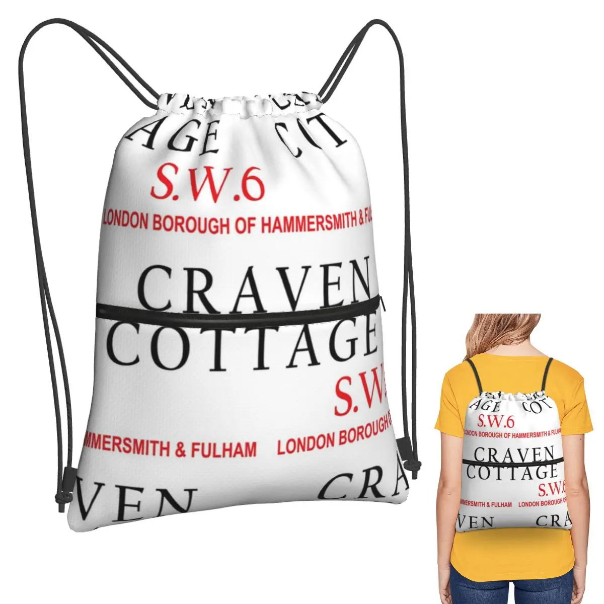 

Легкие рюкзаки с капюшоном Craven Cottage Fulham Sw6, многофункциональные сумки на шнурке, сумки для обуви, сумки для книг для мужчин и женщин, студентов