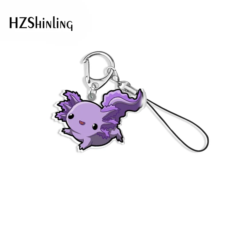 2023 Cartoon Axolotl Salamander Resin Epoxy Acrylic Keychain Mobile Phone Straps Keys Holder Jewelry Accessories