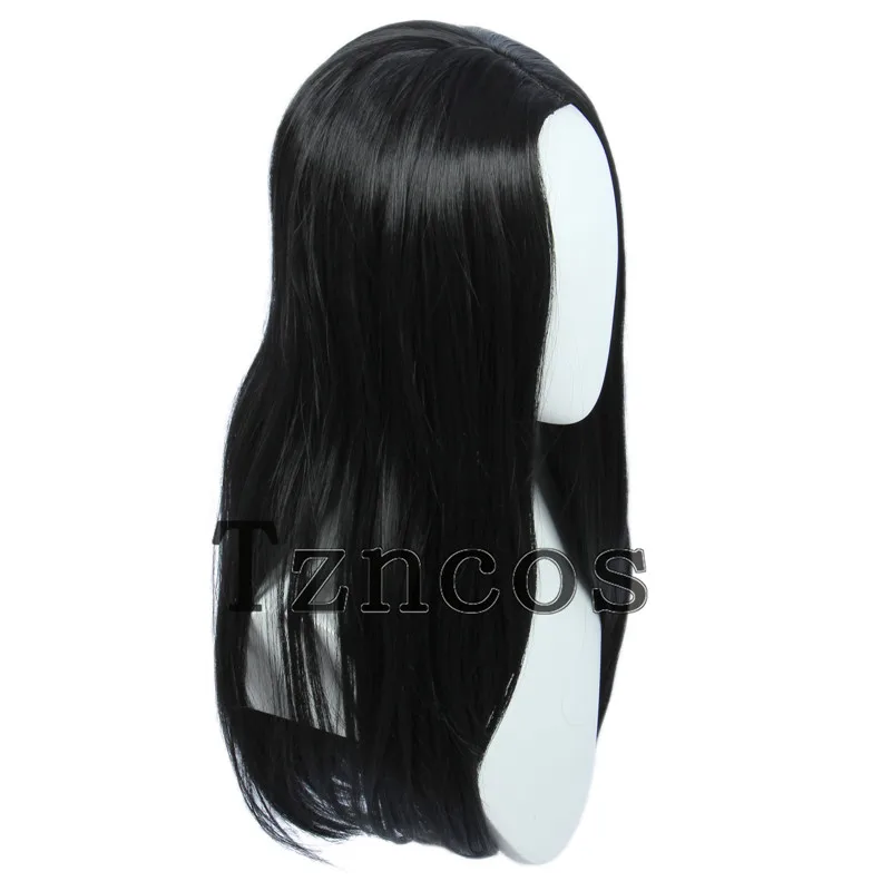 Tzncos Long Black Straight Center Wig Heat Resistant Synthetic Hair