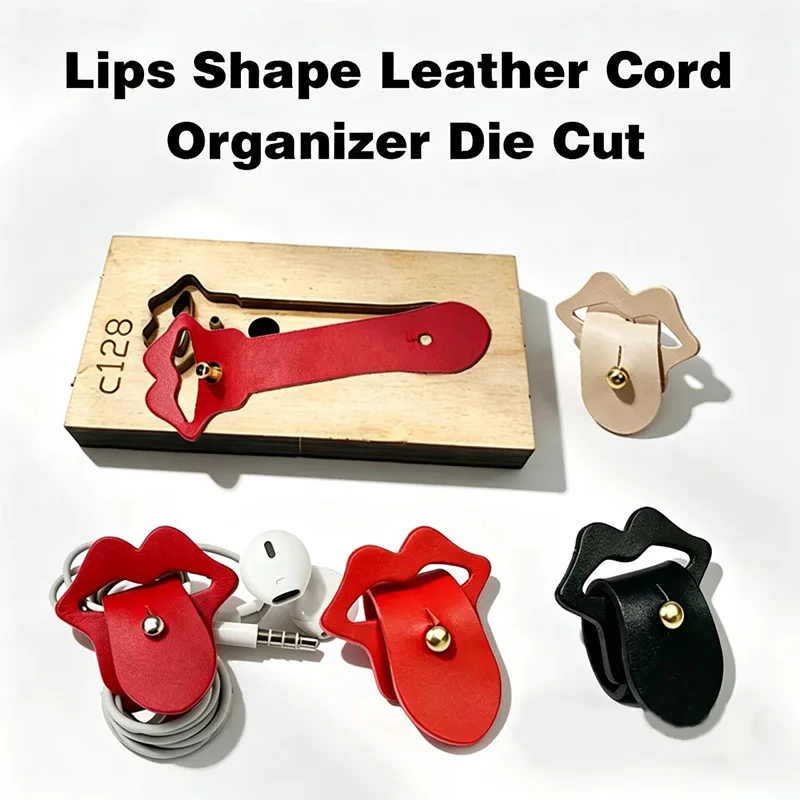 C128 Creative Lip Design Cable Organizer Leather DIY Cutting Mold Earphone Cord Storage Clip Data Cable Management Tool