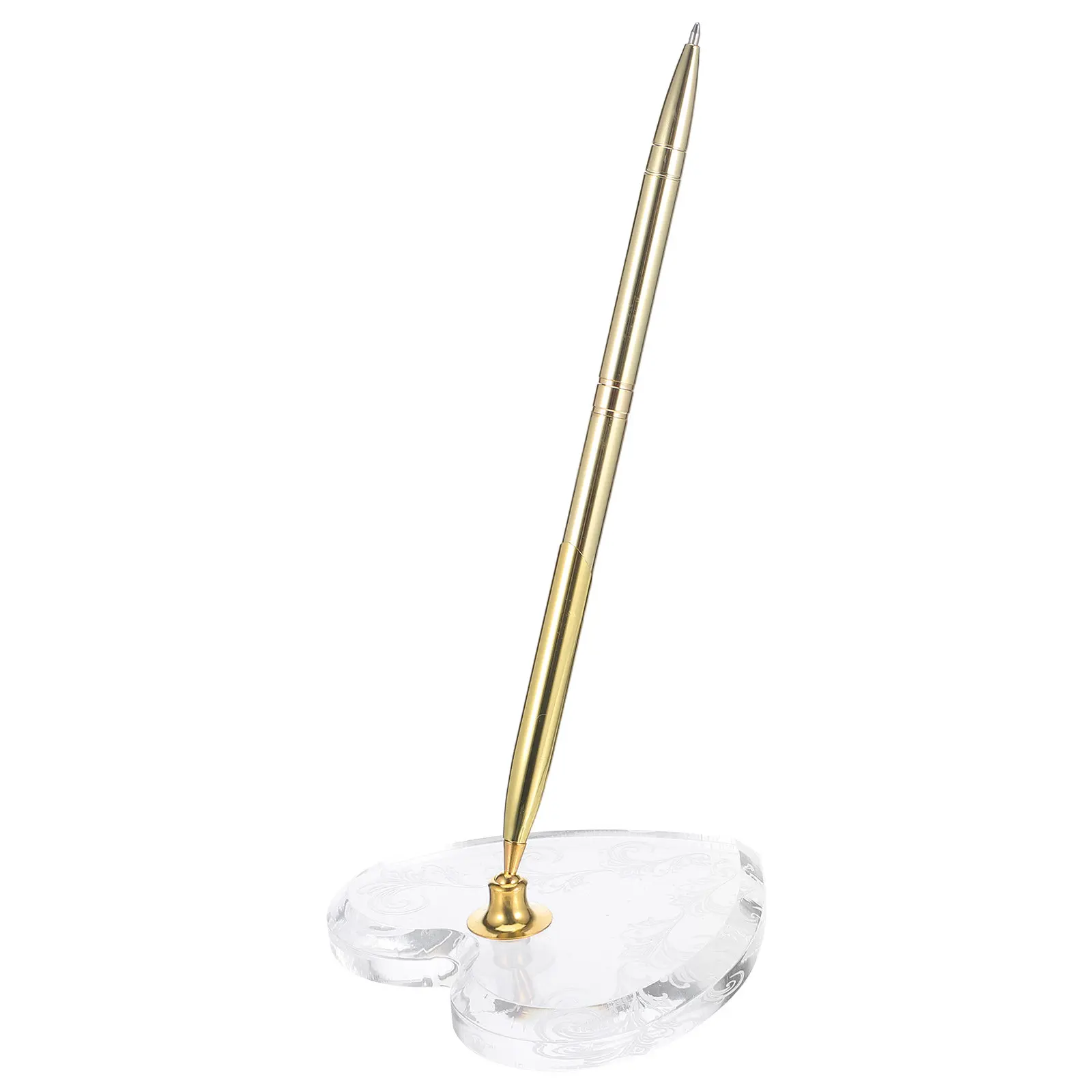 

Металлическая шариковая ручка для подписи с элегантной акриловой подставкой в форме сердца для свадебной гостевой книги, церемонии регистрации, свадебных торжеств