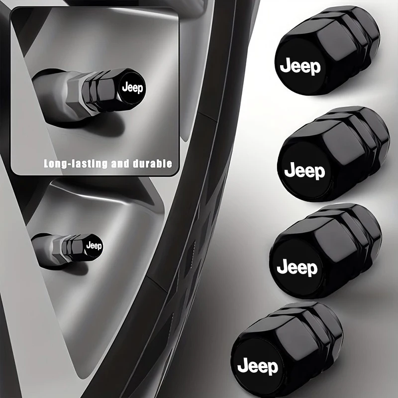 

4Pcs Car Tire Valve Cover Aluminum Alloy Car Wheel Tire Valve Caps For Jeep Renegade Compass Grand Cherokee Wrangler jk Patriot