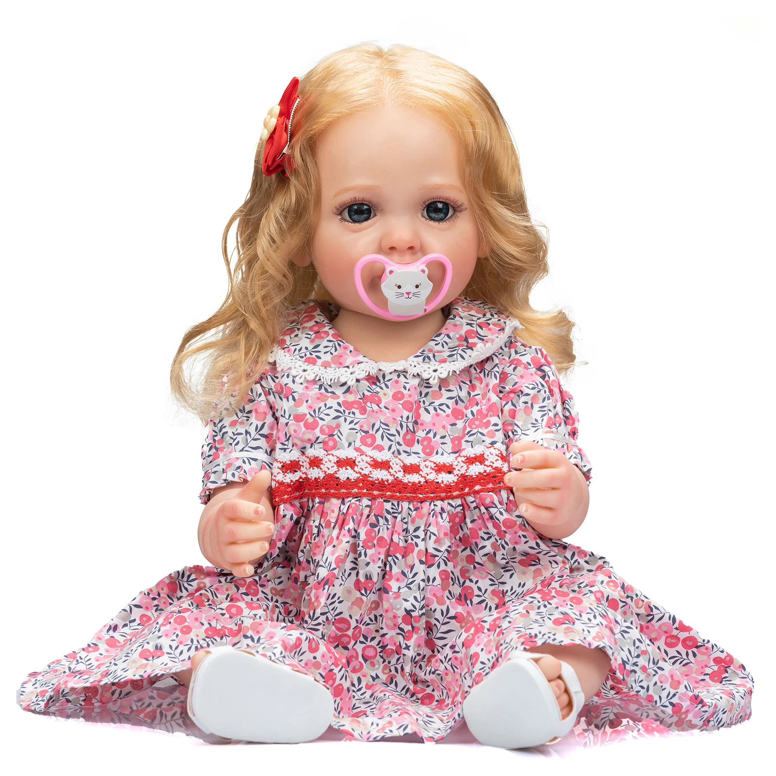 SANDIE 55CM Full Body Soft Silicone Vinyl Reborn Toddler Girl Princess Betty Lifelike Soft Touch Flexible 3D Skin Visible Veins