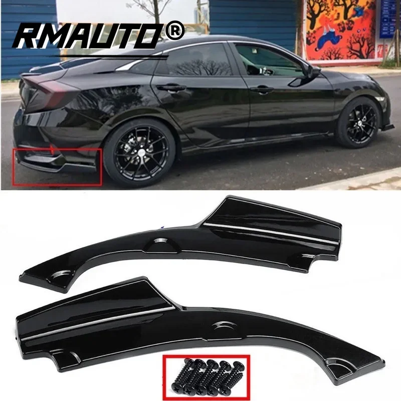 

2Pcs Car Rear Bumper Lip Diffuser Splitters Winglet Aprons Spoiler Carbon Fiber For Honda Civic 2016-2018 Exterior Part Body Kit