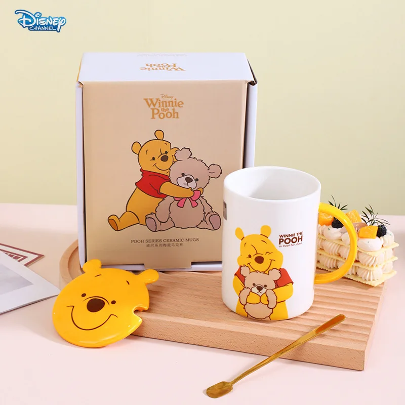 Disney Anime Winnie the Pooh Ceramic Mug Set 500ml Cartoon Winnie the Pooh Mug Children's Cup Ceramic Mug Gift Set