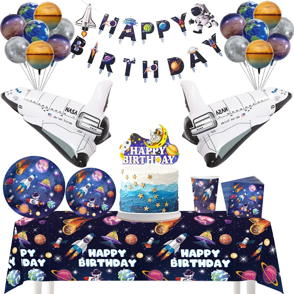 Solar System Outer Space Theme Kids Birthday Party Table Decorations & Accessorie Space Shuttle Astronaut Galaxy Planet Balloons