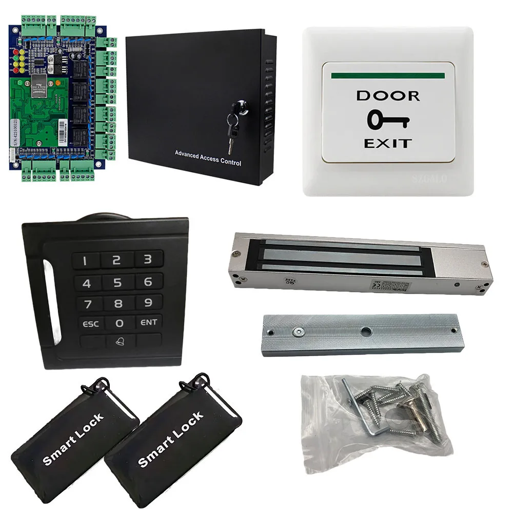 TCP/IP Network Four Doors Access Control panel System by PC control with RFID card and electromagnetic lock