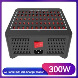 300W USB Charger Station 60 Ports USB Fast Charging Charger for iPad iPhone 12 13 14 15 Pro Max Samsung Xiaomi Tablet Carregador