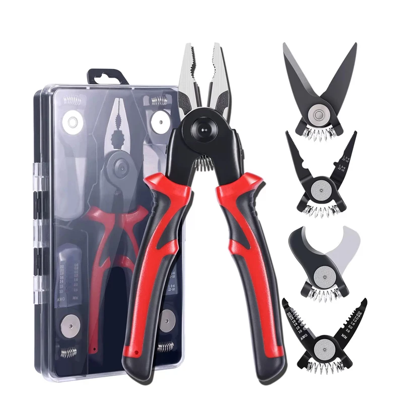 Multi functional five in one interchangeable pliers set wire pliers tiger pliers wire stripping pliers tool pliers