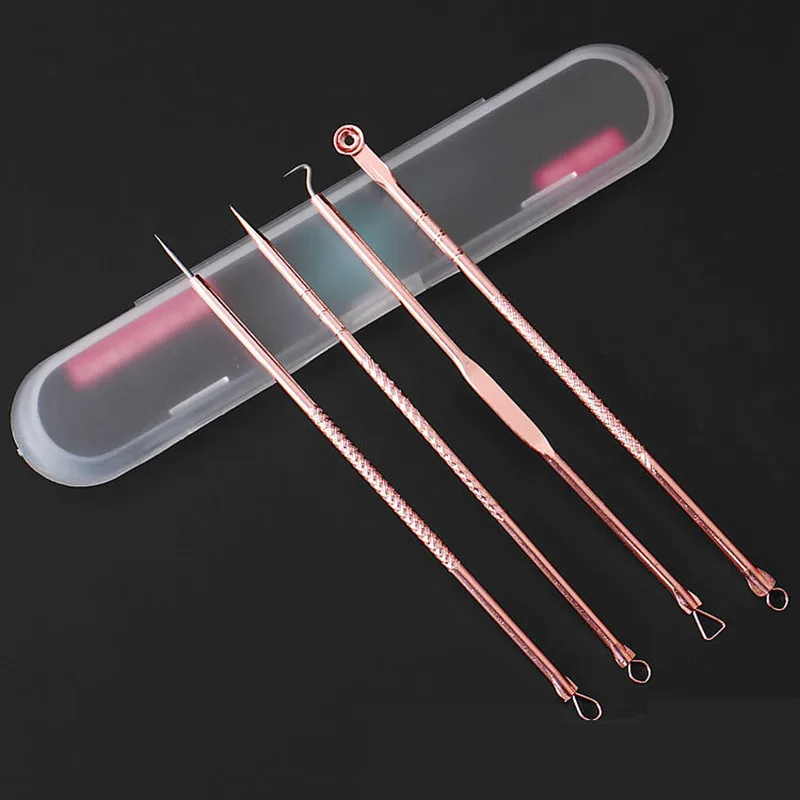 4 Stks/set Mee-Eter Comedon Acne Puistje Belmish Extractor Vacuüm Mee-Eter Remover Tool Lepel Voor Gezichtsverzorging