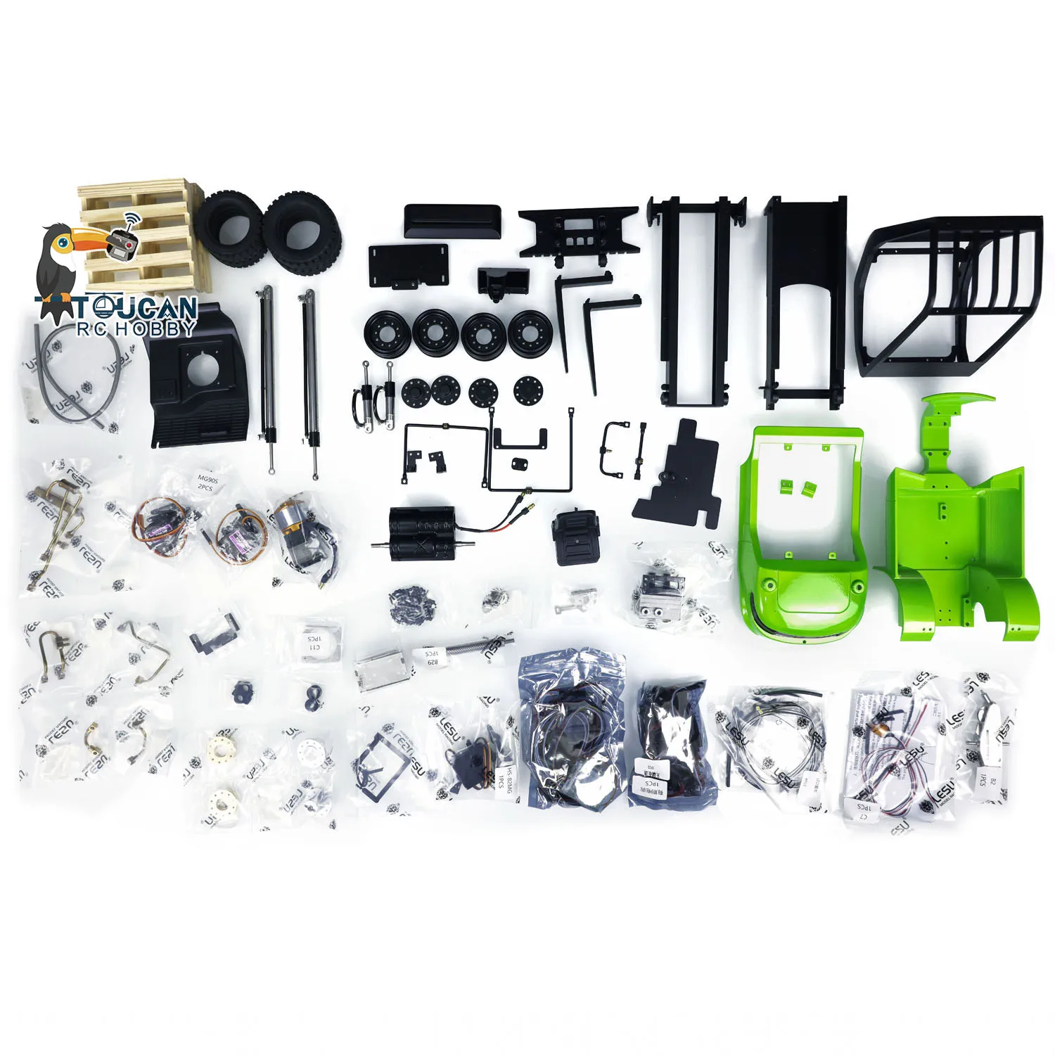 Regali all'aperto Lesu 1/14 RC Carrello elevatore Trasferimento Camion Pompa Motore KIT Dipinto Modello Suono Esc Camion telecomandato Veicolo Thzh0779