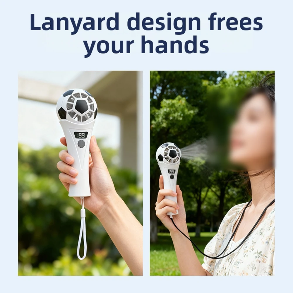 2pcs Football Handheld Fan for Soccer Games Fans Outdoor Cooling ABS Material 14.5x5.5cm White Multi-Speed Operation