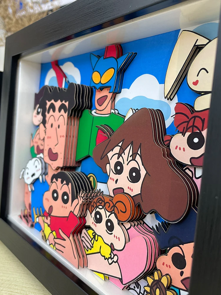 アニメしんちゃんファミリー3Dポップアートウォールデコフィギュアモデル子供向け誕生日プレゼントホームルームデコレーション額縁