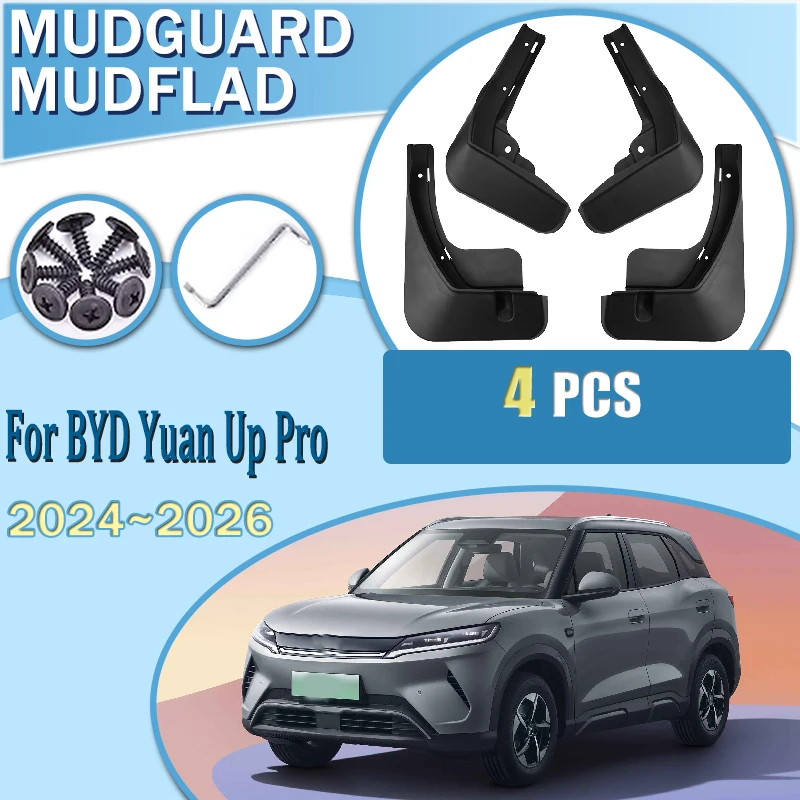 

For BYD Yuan Up Pro 2025 Atto 2 2024~2026 4PCS Rear Splash Guards Front and Rear Mudguard Mudflap Fender Mudguards Car Accessory