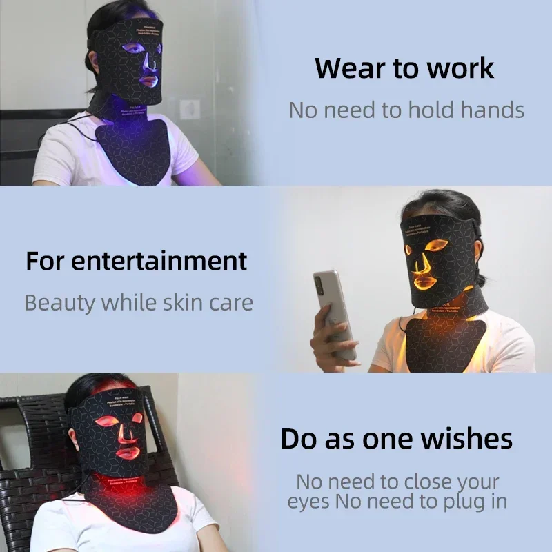 2026/ silicone facial mask LED red/blue/yellow/ facial mask  rejuvenation for face/neck led mask neck