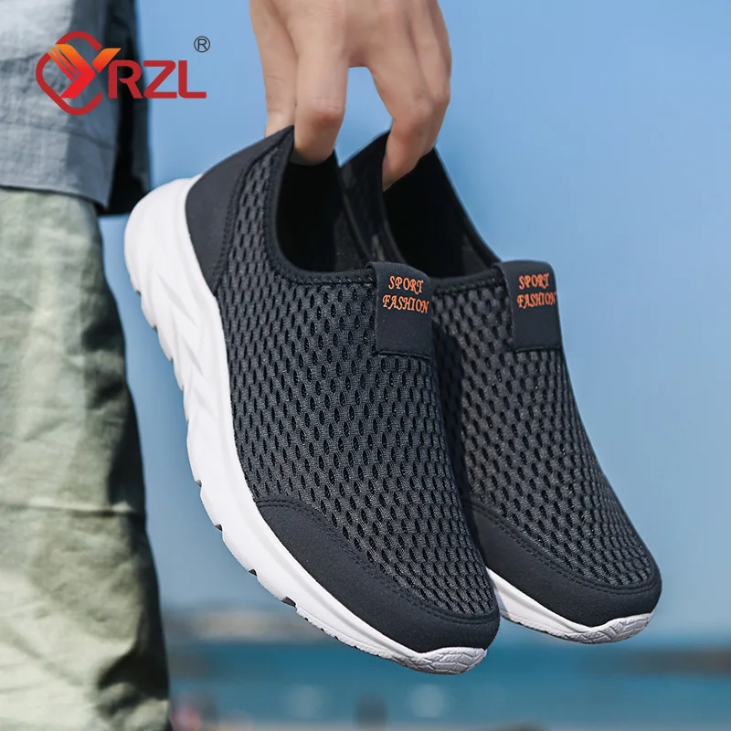 YRZL Men\'s Sneakers Breathable Mesh Men Casual Shoes Outdoor Non-Slip Big Size Loafers Walking Lightweight Male Tennis shoes