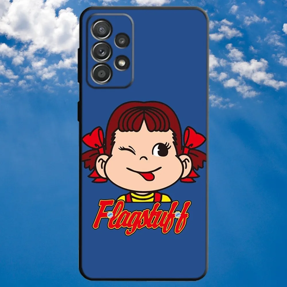 Fujiya-Milky Peko-Chan Phone Case For Samsung S21,S22 Ultra,S20,S30 plus,S22 plus,S23,S30 ultra 5G Soft Black Cover