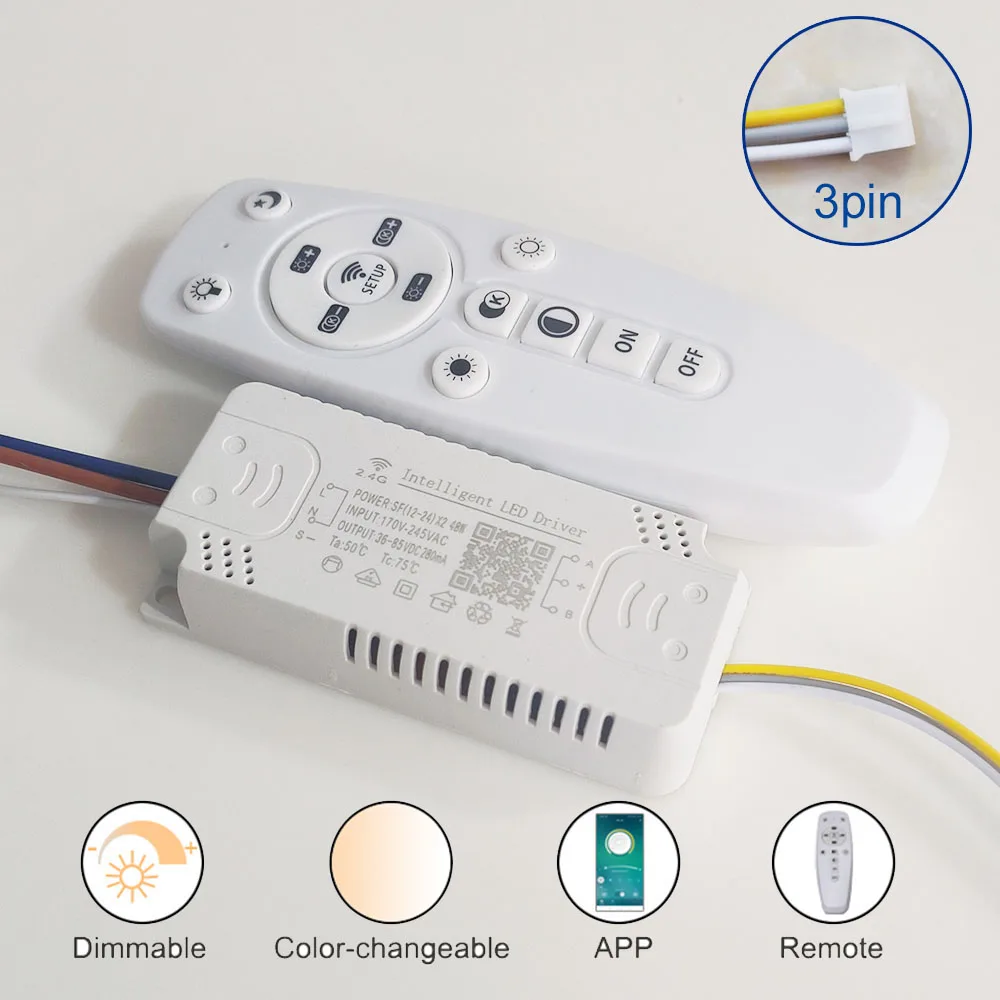 2.4G Intelligent LED driver remote control power supply dimming&color-changeable transformer connect to LED tape(12-24-40-60W)X2