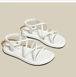 Sandalias informales de suela gruesa para mujer, zapatos de playa de suela plana, prendas de vestir versátiles, zapatos diarios de viaje, novedad de verano, 2024