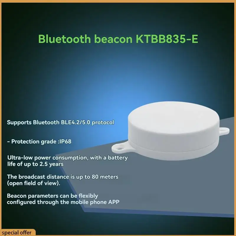 

A68Z KTBB835-E 80M Bluetooth Proximity Marketing BLE Beacons IP68 Водонепроницаемый 2400 МГц-2483,5 МГц с датчиком
