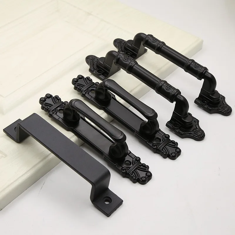 

Металлическая черная дверная ручка сарая, простая установка, деревенская фурнитура для дверцы сарая, подходит для саней, мебели