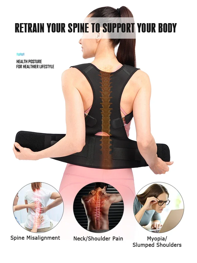 Back Posture Corrector Shoulder Support Belt Upper and Lower Back Pain Relief Improve Spine Clavicle Brace Posture Vest