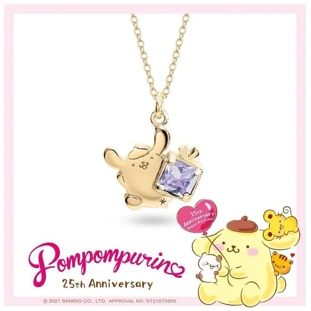 Sanrio Pompom Purin Cartoon Silver Plated Necklace O-shaped chain Clavicle Chain kawaii For Woman Party Jewelry Birthday Gift