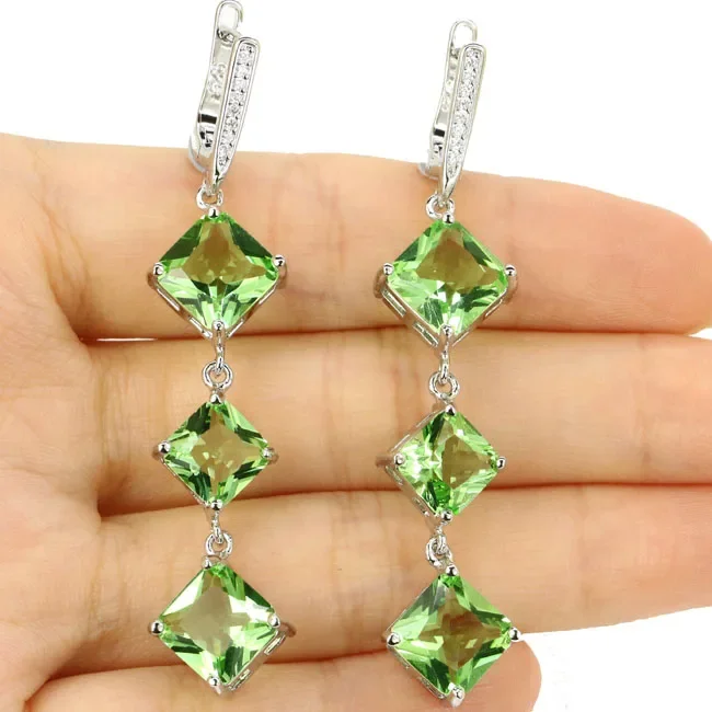 Buy 2 Get 1 Free Customized 925 SOLID STERLING SILVER Earrings Green Peridot London Blue Tsavorite Garnet Tourmaline Aquamarine