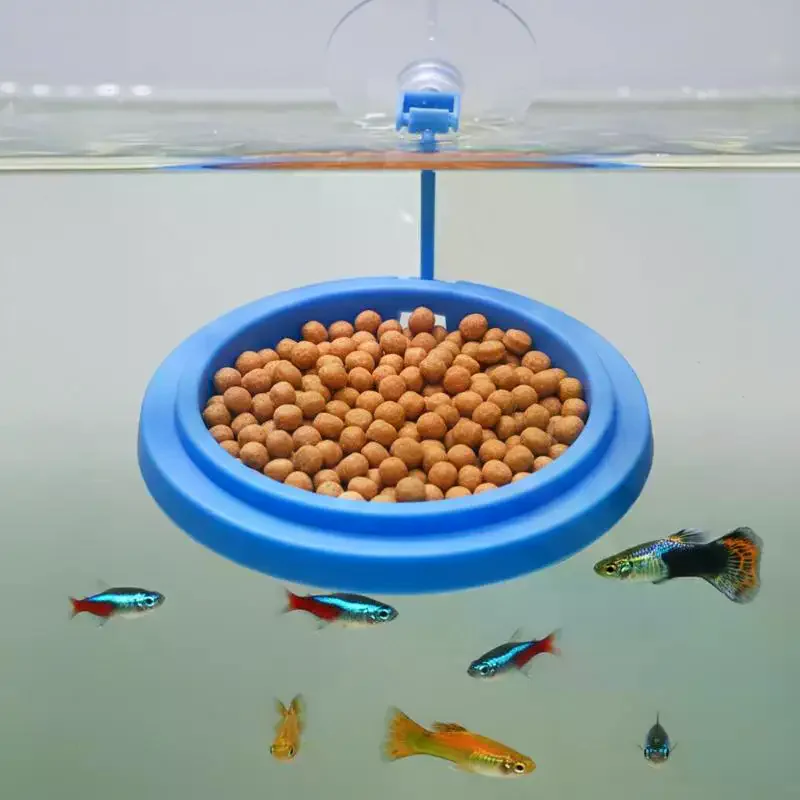 Blue Floating Station, 1/5Pcs Fish Tank Feeding Ring, Prevent Food Spreading, with Suction Cup