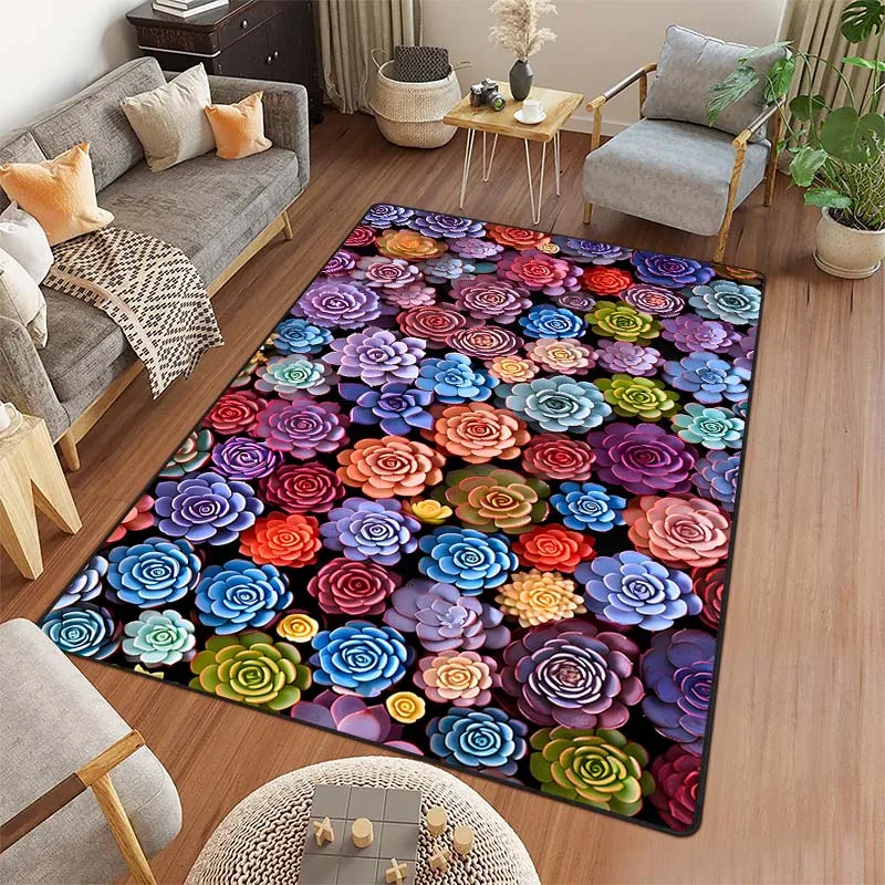 Herb Succulents Pattern Living Room Bedroom Carpet Bedside Bathroom Floor Mat 15 Sizes Area Rug Cloakroom Home Decor Outdoor Rug