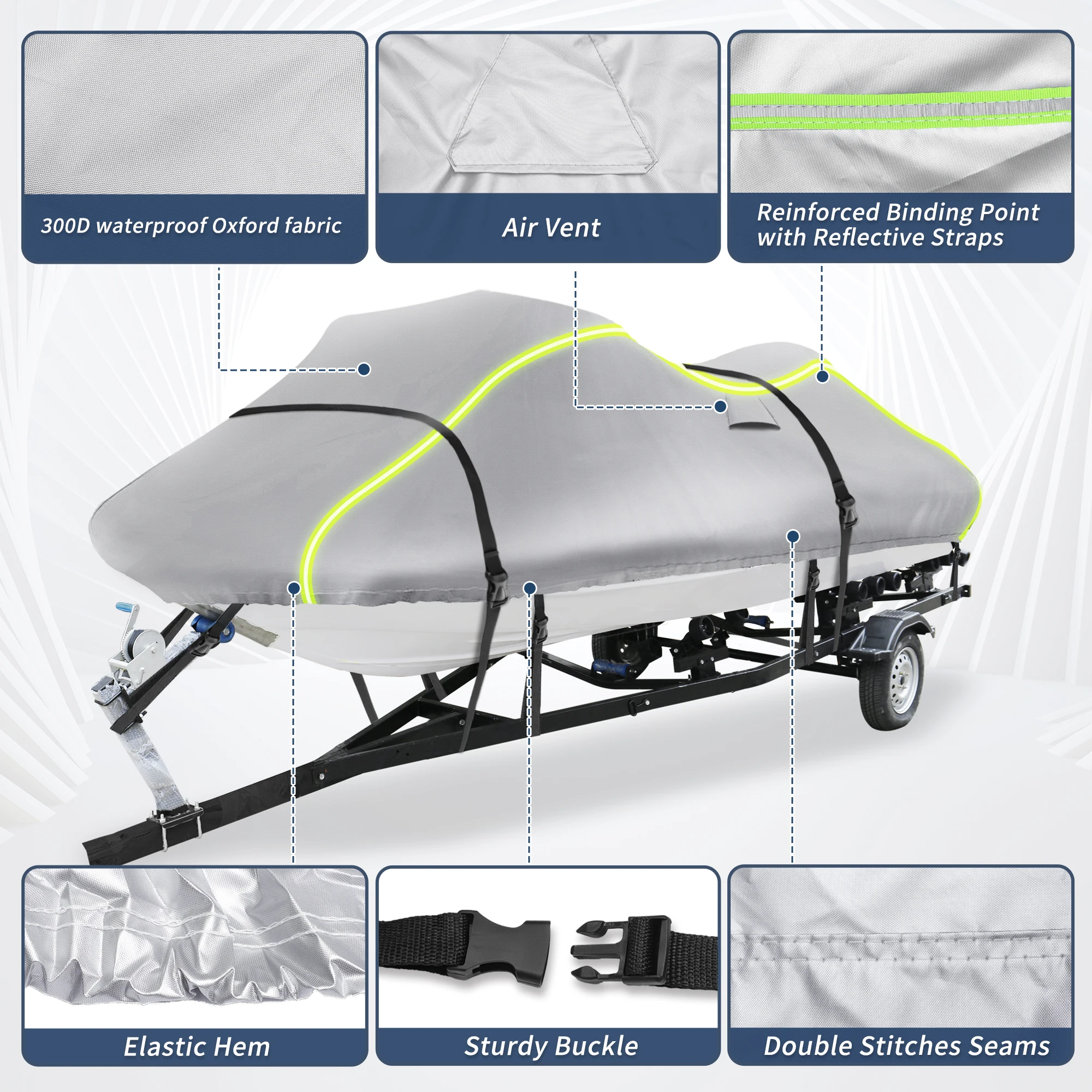 UXCELL 116 "-125" Cocok untuk Penutup Jet Ski 300D Tugas Oxford Anti-UV Tahan Air Penutup PWC Trailer untuk Yamaha untuk SeaDoo untuk Kawasaki