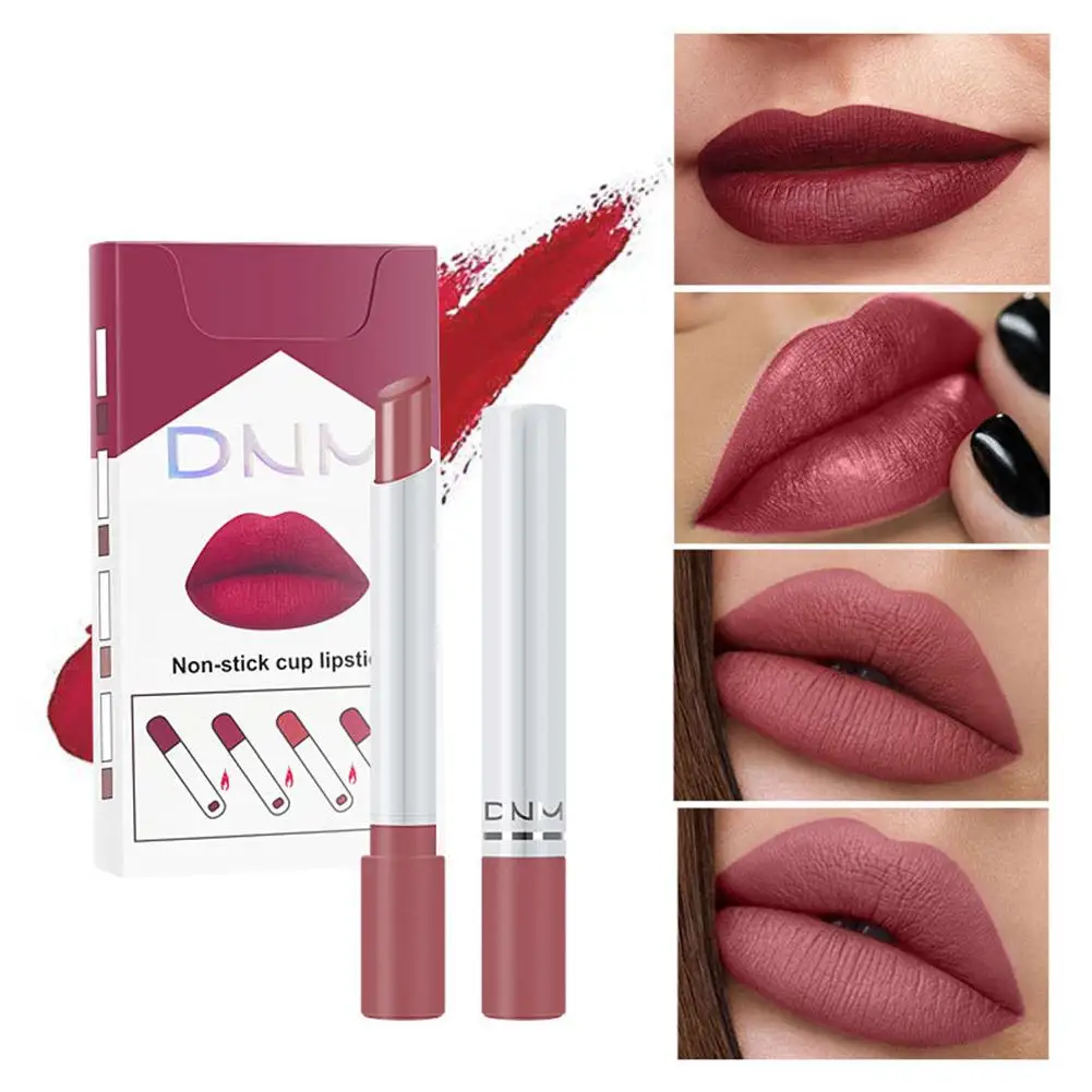 4 Stks/set Matte Lippenstift Buis Langdurige Waterdichte Sexy Lippen Sigaret Lip Stick Set Non-Stick Cup Niet Vervagen Lippenstift Cosmastic