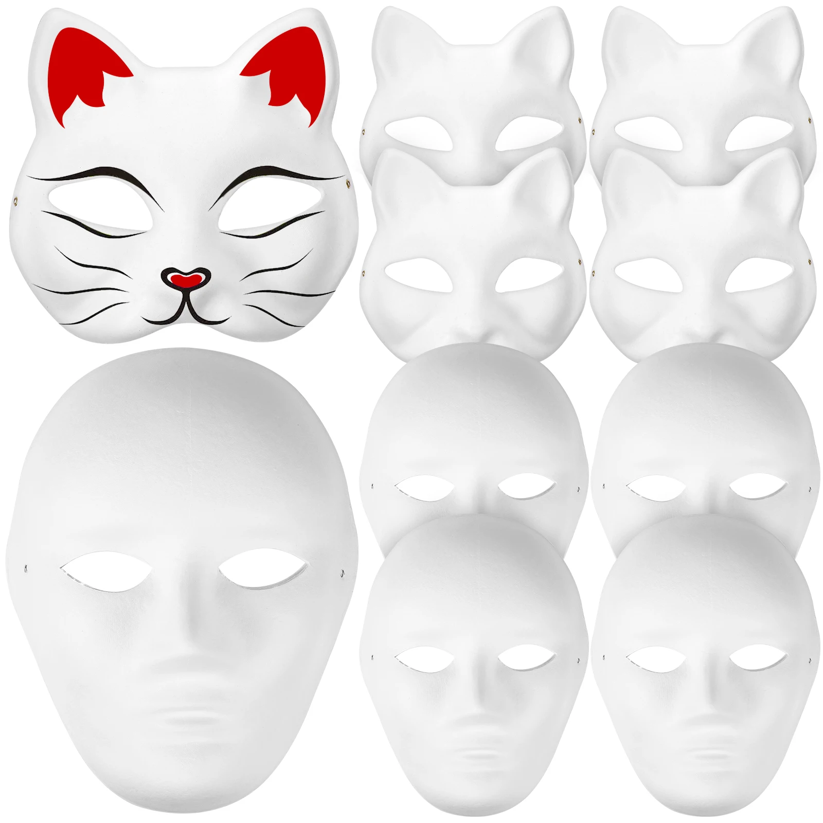 

10pcs Paper Mask Blank White DIY Unpainted Masquerade Cat Carnival Costume Beauty Toy Hand Painted Cosplay Accessories