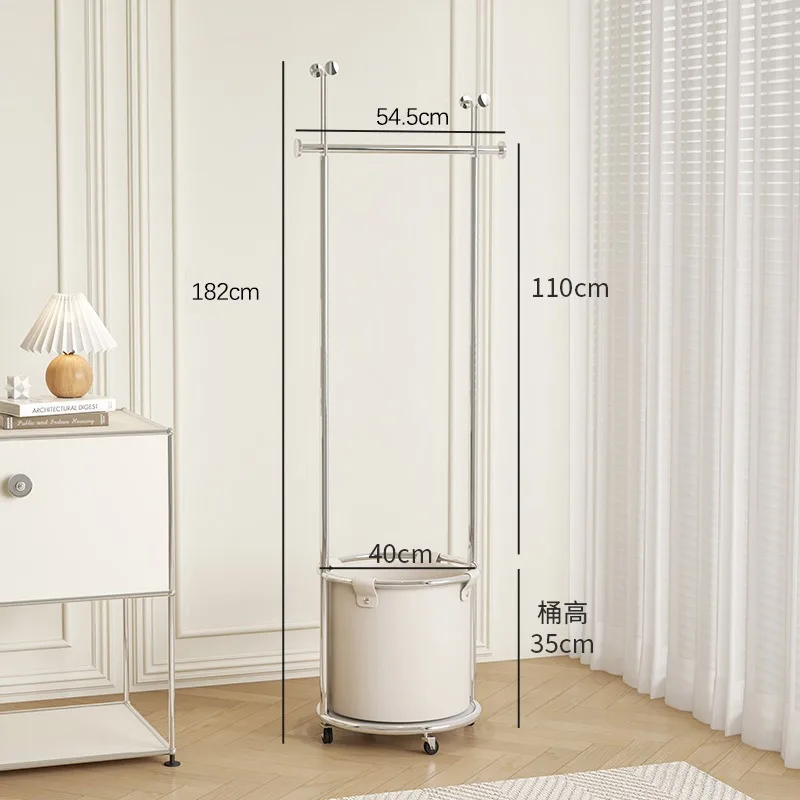 Stainless steel coat rack Bedroom floor hanger, shelf Vertical household bedside hanger
