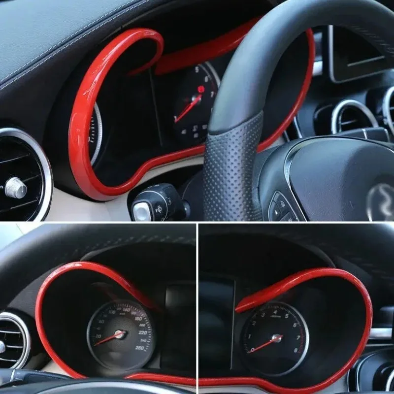 ABS Blue Car Dashboard Monitor Trim Frames For Mercedes Benz C Class AMG V Class  W205 2015-2019 Interior Car Accessories