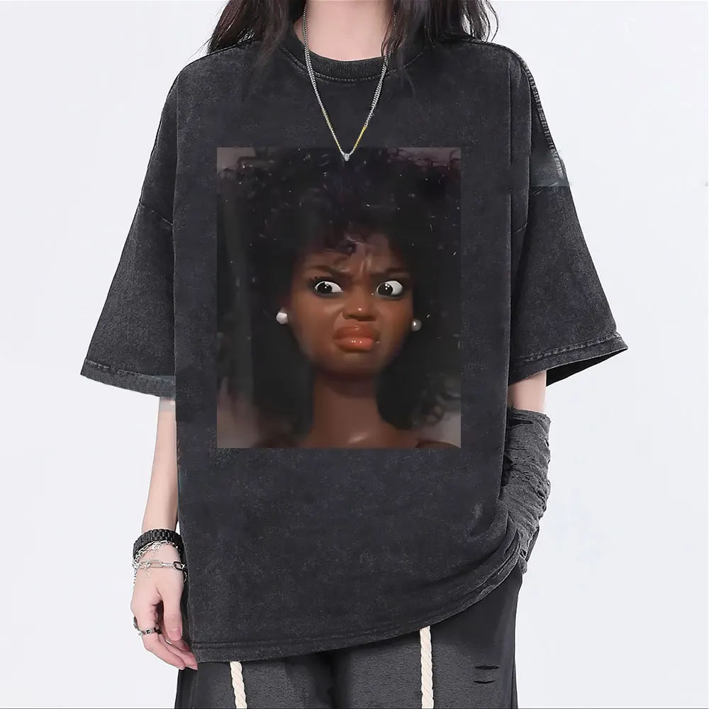 

Washed Vintage Disgusting Doll Face Funny Meme Graphic T Shirt Men Women Casual Cotton T-shirt Unisex Loose Oversized T-shirts