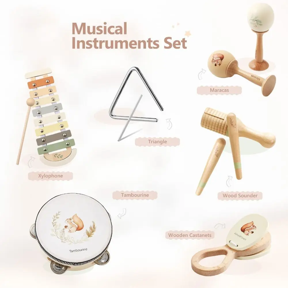 Instruments de musique en bois Montessori pour le développement du cerveau, jouets d'apprentissage précoce, non toxiques, cadeaux pour bébé