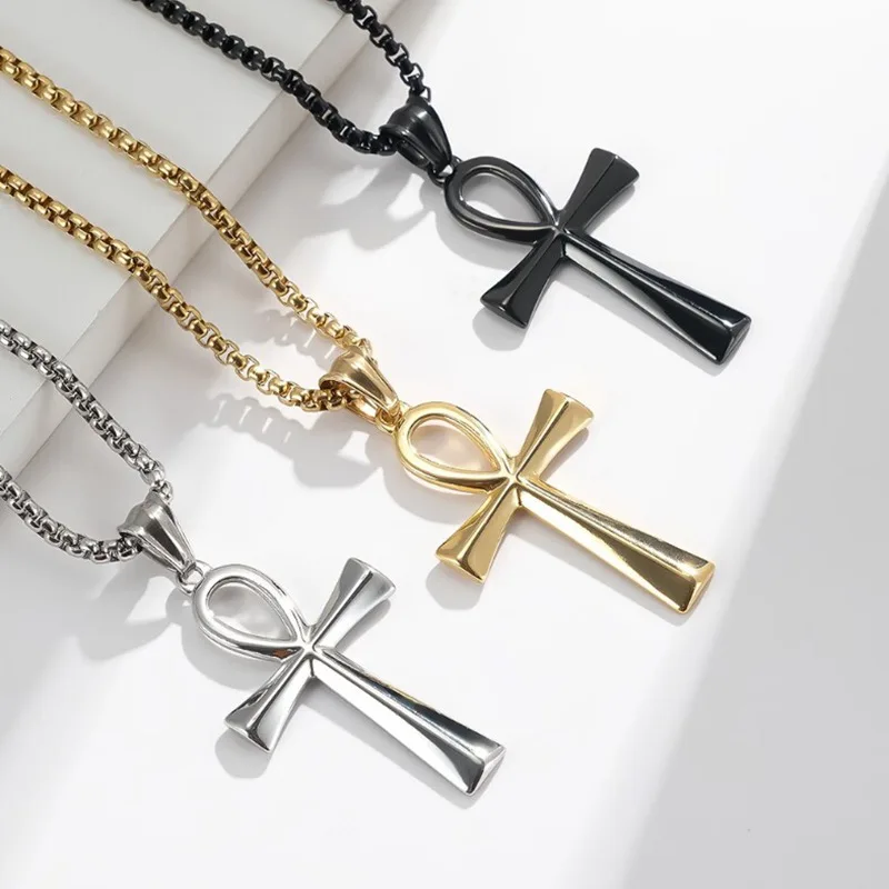 

10 Pieces Alloy Cross Pendant Personalized Hip Hop with Stainless Steel Pearl Chain Couple Fashion Jewelry for Women